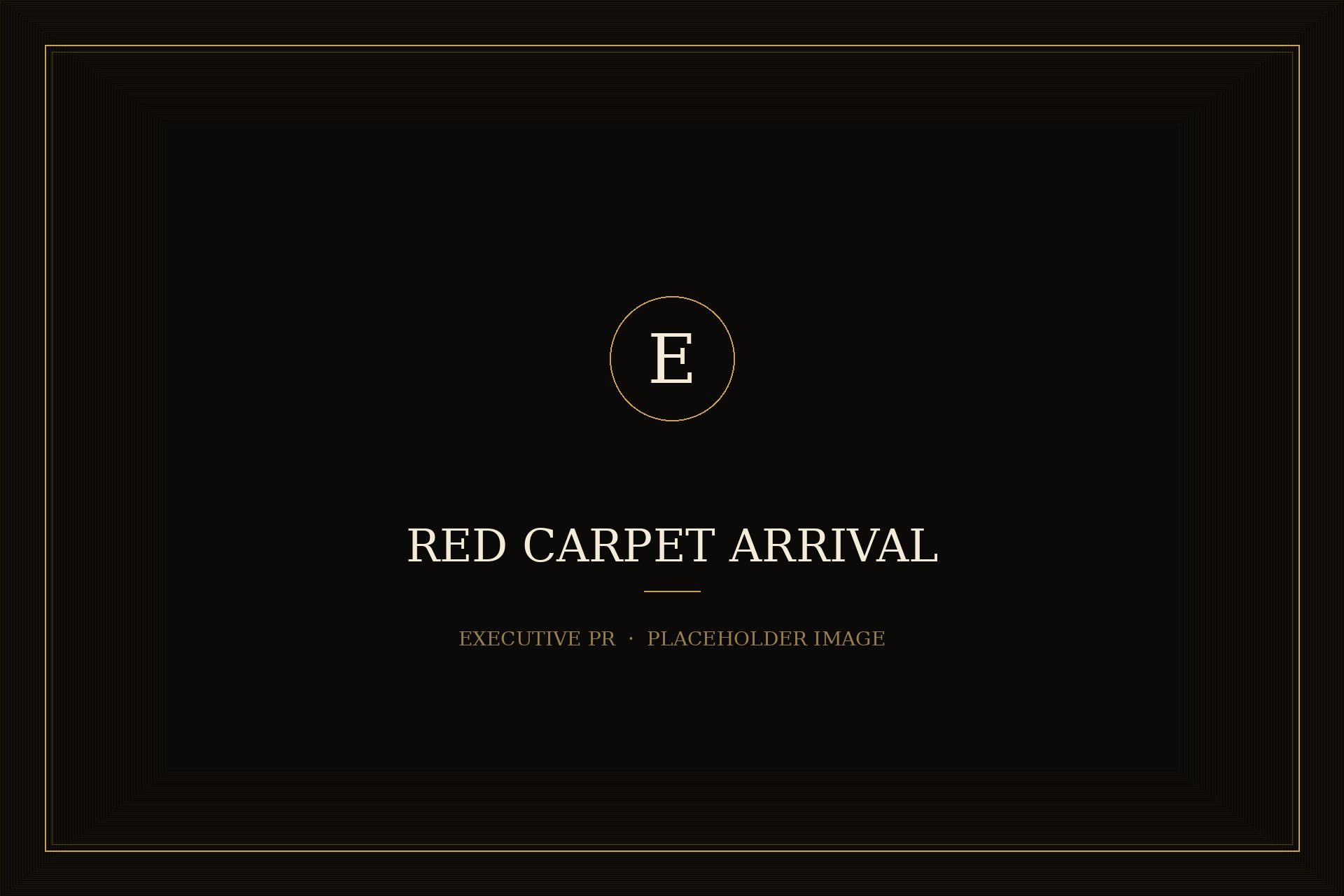 A black luxury sedan arriving on a red carpet beneath warm gold lighting as photographers gather